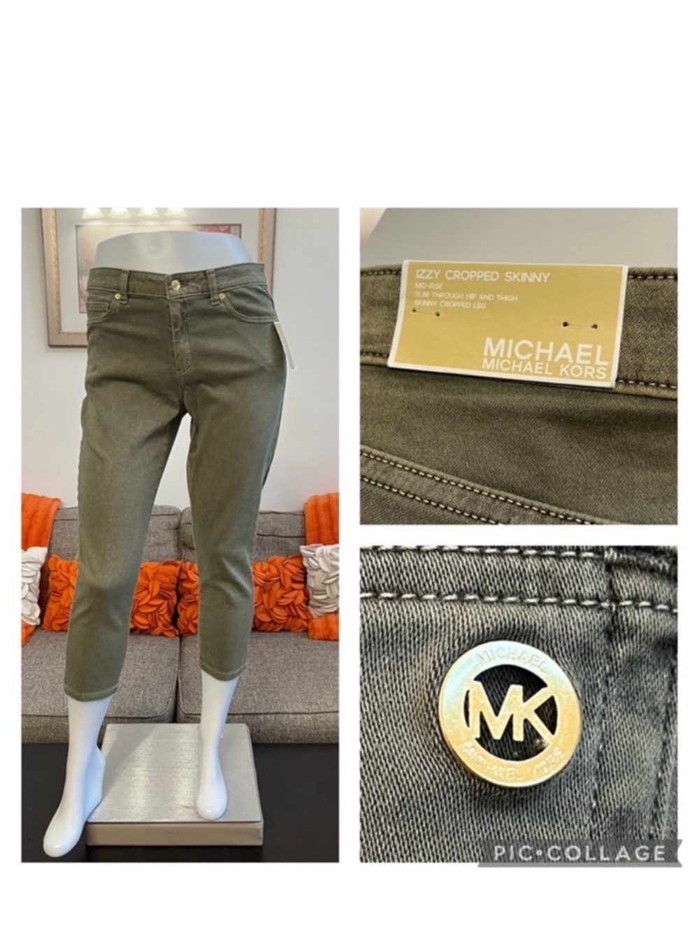 ❣️🆕Michael Kors Safari Green Izzy Cropped Skinny Jeans❣️